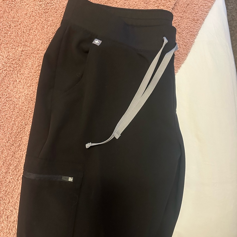 Figs Black Joggers with Gray Drawstring